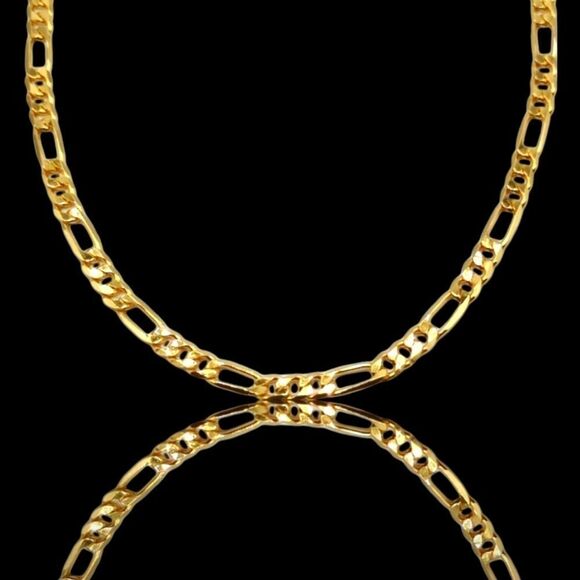 S925 14K Yellow Gold Finish over Solid 925 Sterling Silver 24"x 5mm Figa… - Picture 1 of 8